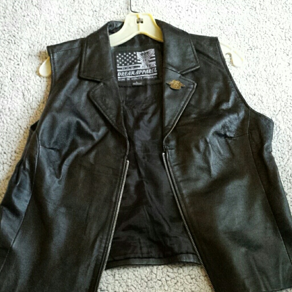 Black leather vest